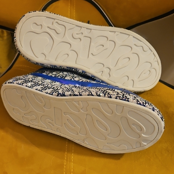 Christian Dior Like Royal Blue Patterned Lace-Up Sneakerswith CD logo